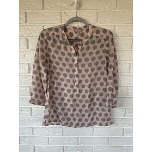 Banana Republic Blush Polka Dot Blouse XS Parisian Girl Sheer Top